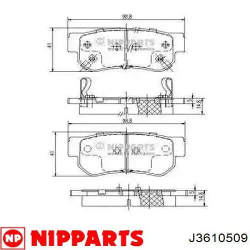J3610509 Nipparts колодки тормозные задние дисковые