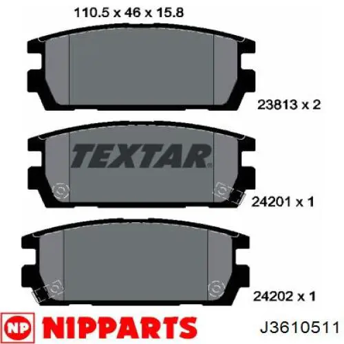 Колодки дисковые  Nipparts J3610511 цена, от 22.05 USD