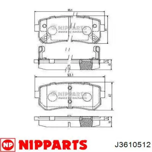 Задние тормозные колодки J3610512 Nipparts