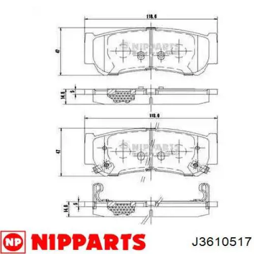 J3610517 Nipparts Колодки тормозные дисковые комплект