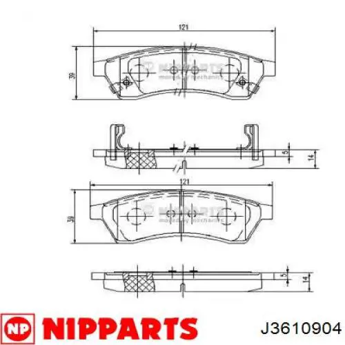 J3610904 Nipparts колодки тормозные задние дисковые
