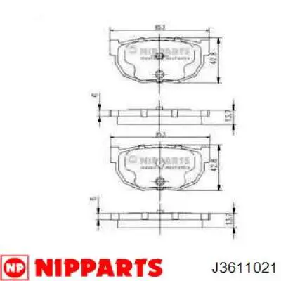 Задние тормозные колодки J3611021 Nipparts