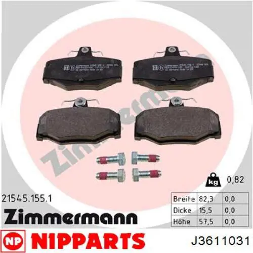 Колодки дисковые  Nipparts J3611031 цена, от 14.71 USD