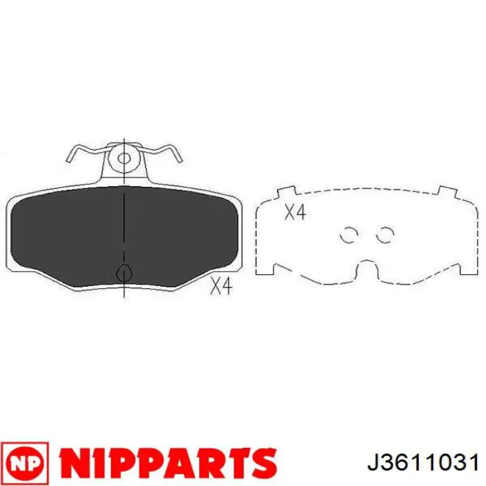 Купить J3611031 Nipparts Колодки тормозные задние, дисковые