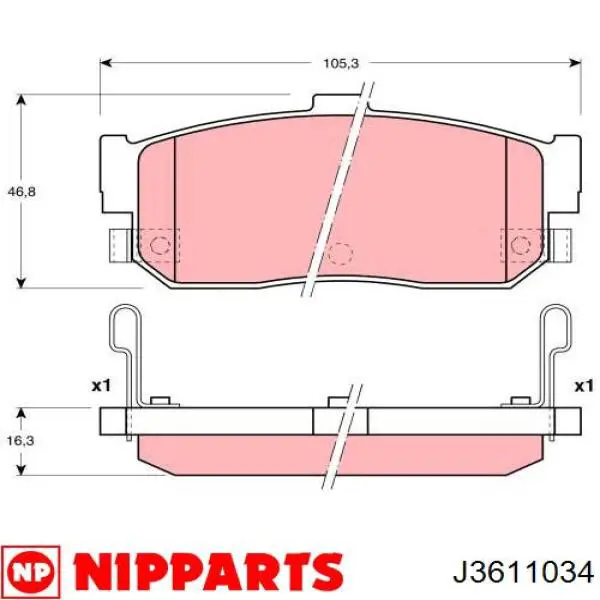 Купить J3611034 Nipparts Колодки тормозные задние, дисковые
