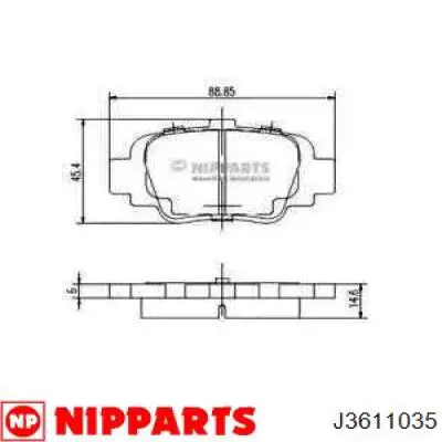 Задние тормозные колодки J3611035 Nipparts