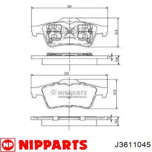 J3611045 Nipparts Колодки тормозные дисковые комплект