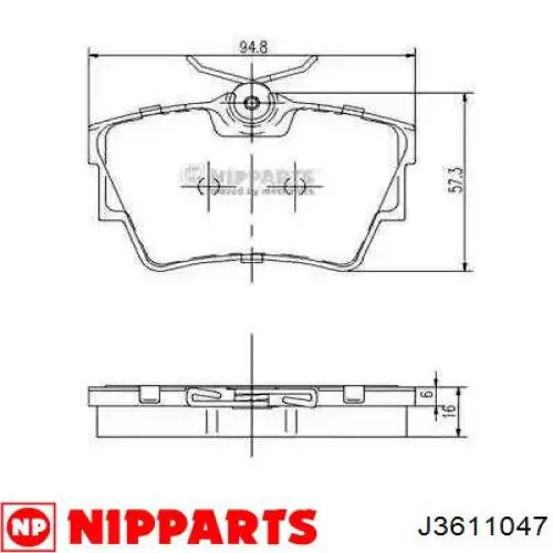 Задние тормозные колодки J3611047 Nipparts