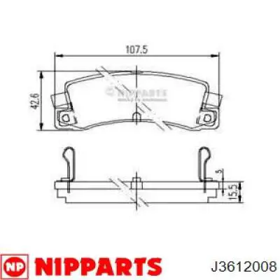 J3612008 Nipparts колодки тормозные задние дисковые