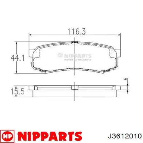 J3612010 Nipparts колодки тормозные задние дисковые