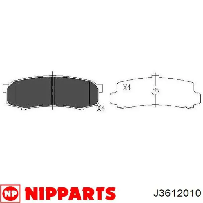 Купить J3612010 Nipparts Колодки тормозные задние, дисковые