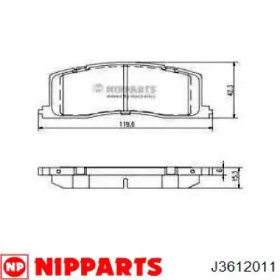 J3612011 Nipparts задние тормозные колодки