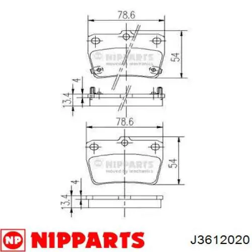 Задние тормозные колодки J3612020 Nipparts