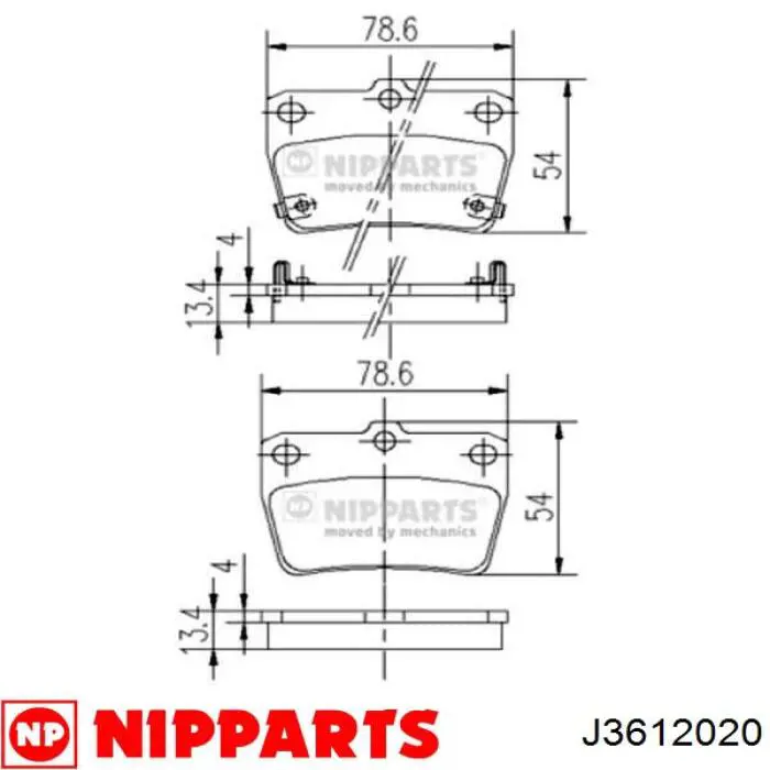 Pastillas de freno traseras J3612020 Nipparts