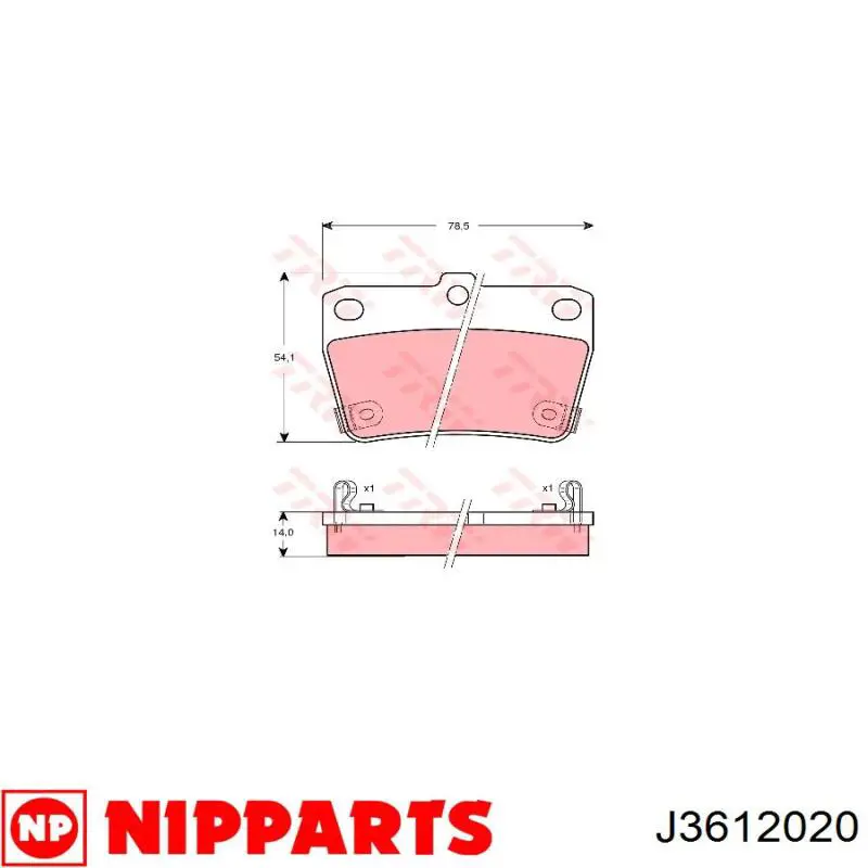 Колодки дисковые  Nipparts J3612020 цена, от 16.12 USD
