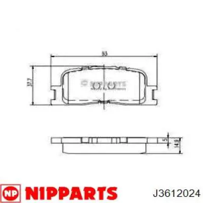 J3612024 Nipparts задние тормозные колодки