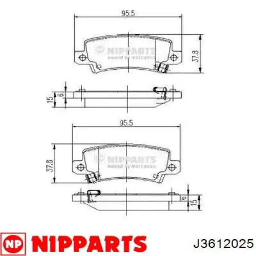 Колодки тормозные задние дисковые NIPPARTS J3612025
