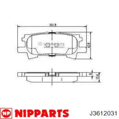 J3612031 Nipparts задние тормозные колодки