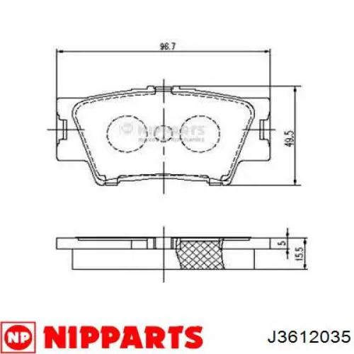 J3612035 Nipparts колодки тормозные задние дисковые