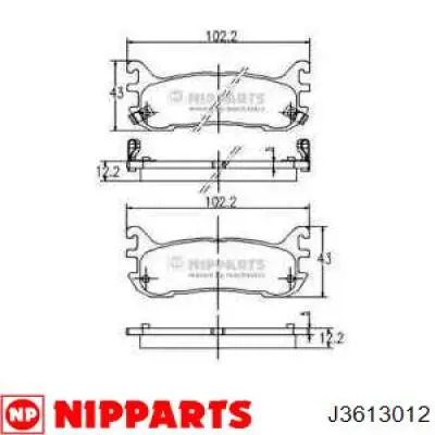 Задние тормозные колодки J3613012 Nipparts