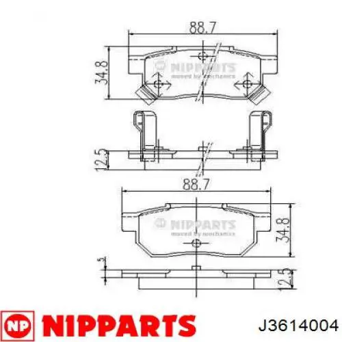 J3614004 Nipparts колодки тормозные задние дисковые