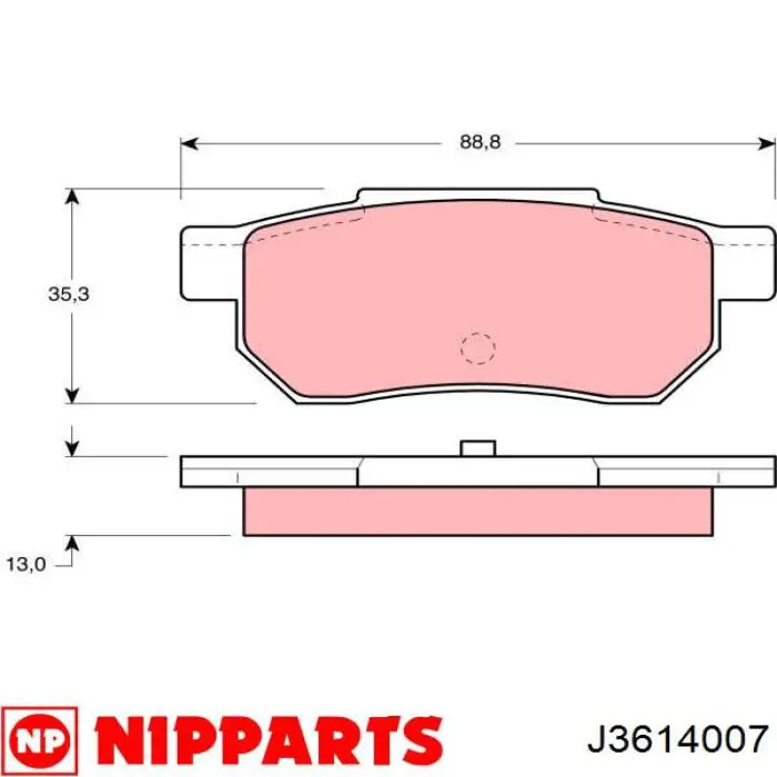 Купить J3614007 Nipparts Колодки тормозные задние, дисковые