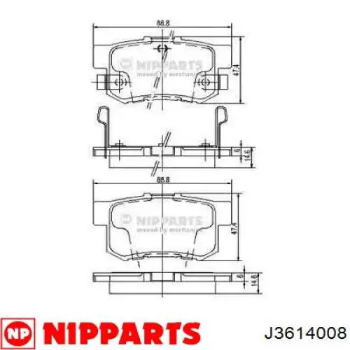 J3614008 Nipparts колодки тормозные задние дисковые
