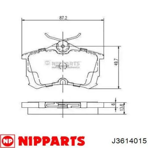 Задние тормозные колодки J3614015 Nipparts