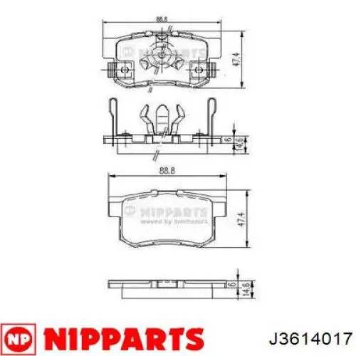 Задние тормозные колодки J3614017 Nipparts