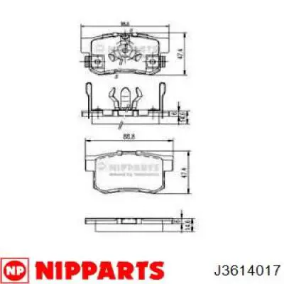Купить J3614017 Nipparts Колодки тормозные задние, дисковые