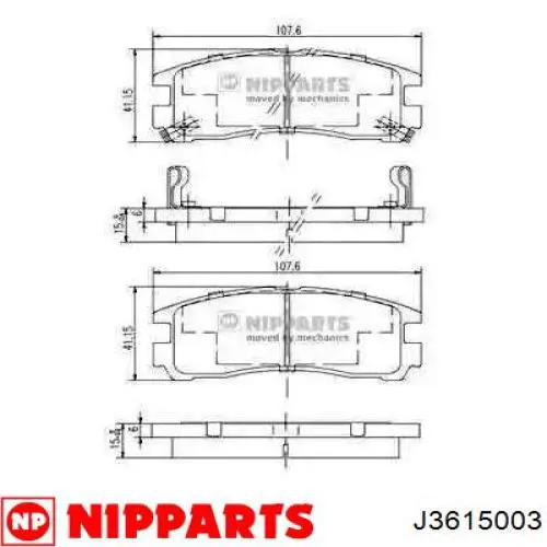 J3615003 Nipparts задние тормозные колодки