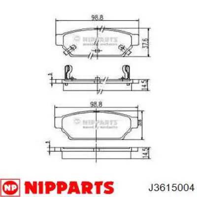 J3615004 Nipparts колодки тормозные задние дисковые