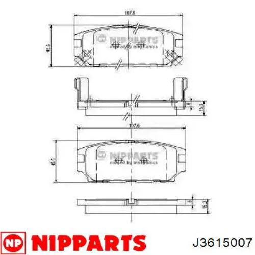 J3615007 Nipparts колодки тормозные задние дисковые