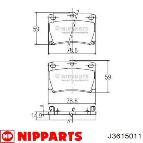 J3615011 Nipparts колодки тормозные задние дисковые