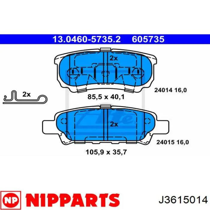 Колодки дисковые  Nipparts J3615014 цена, от 18.40 USD