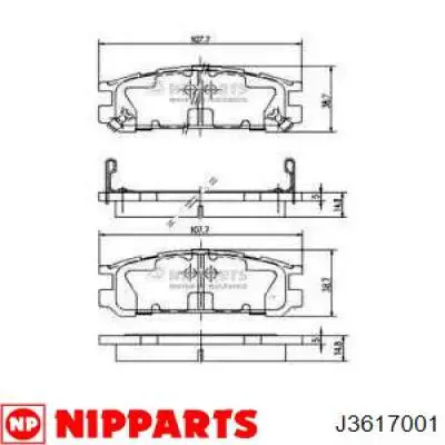 Задние тормозные колодки J3617001 Nipparts