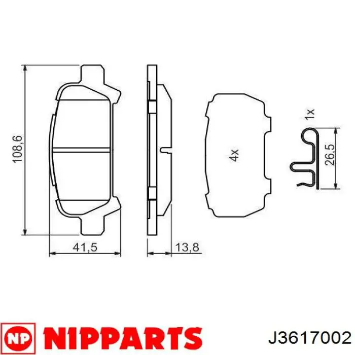 Задние тормозные колодки J3617002 Nipparts