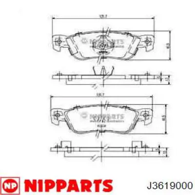 J3619000 Nipparts колодки тормозные задние дисковые
