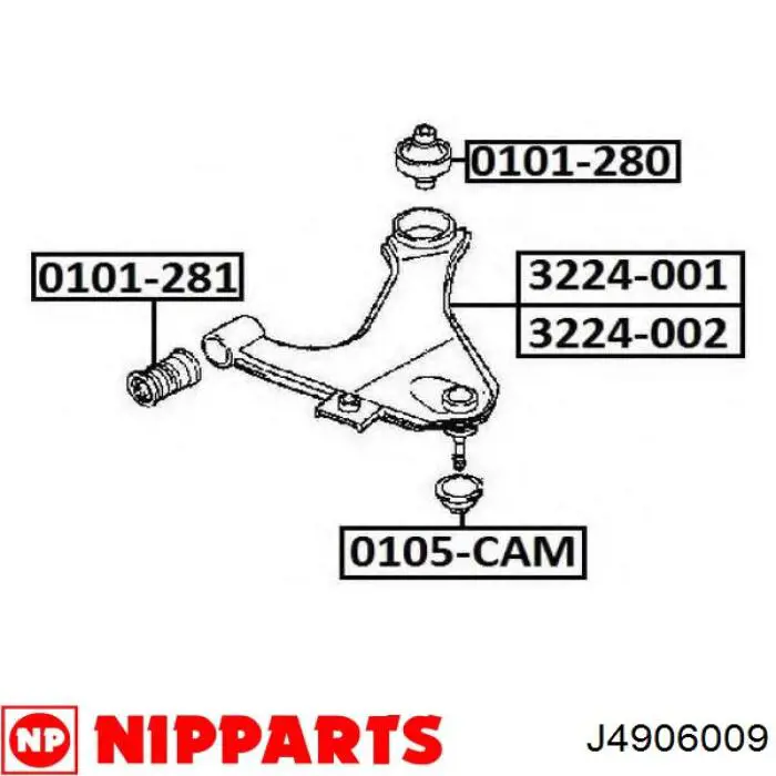 Левый рычаг передней нижней подвески Nipparts J4906009 цена, от 43.48 USD