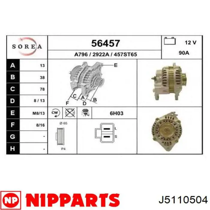 Alternador J5110504 Nipparts