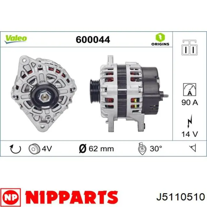 Alternador J5110510 Nipparts