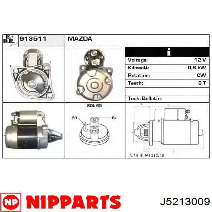 Motor de arranque J5213009 Nipparts