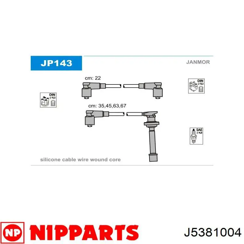 Juego de cables de encendido J5381004 Nipparts