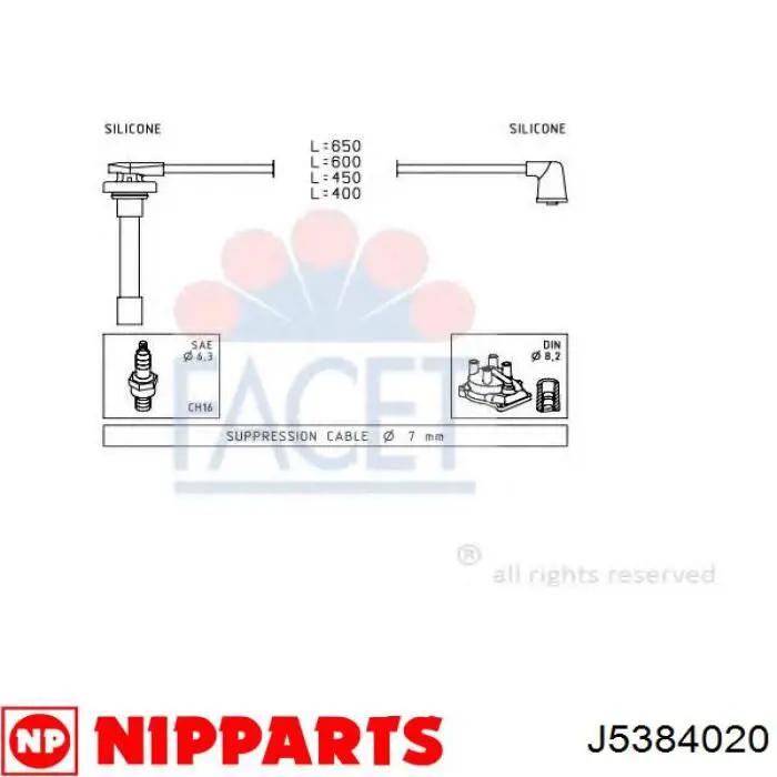 Juego de cables de encendido J5384020 Nipparts