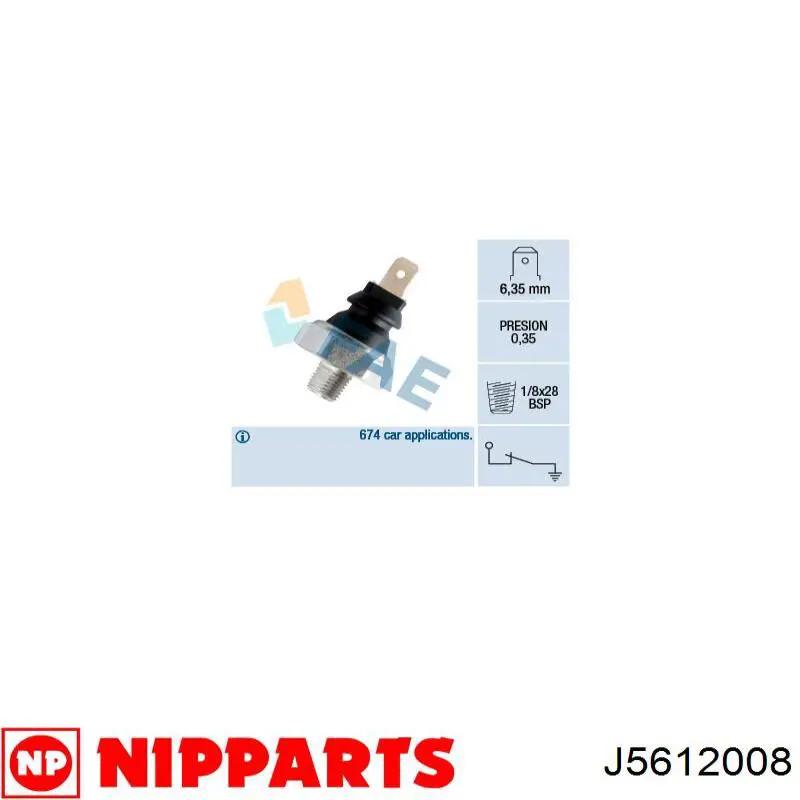Indicador, presión del aceite J5612008 Nipparts