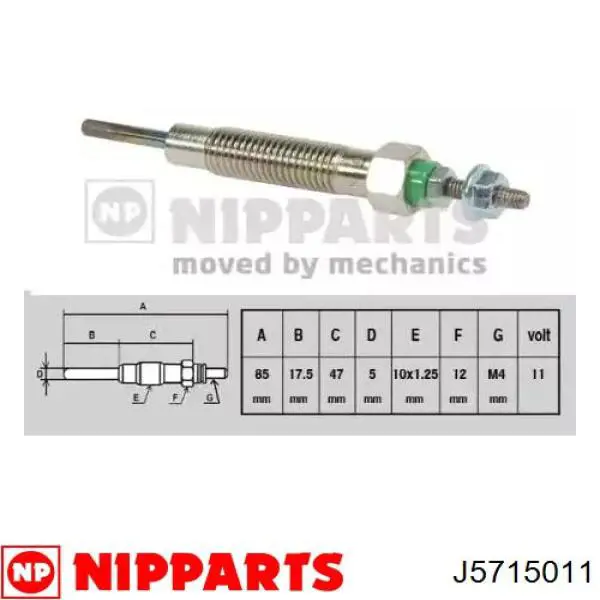 Bujía de incandescencia J5715011 Nipparts