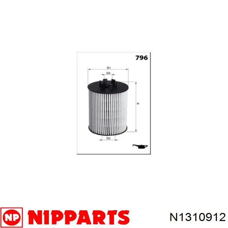 N1310912 Nipparts filtro de óleo
