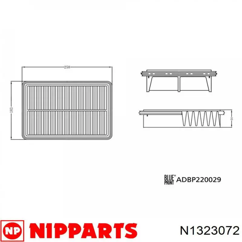 Filtro de aire N1323072 Nipparts