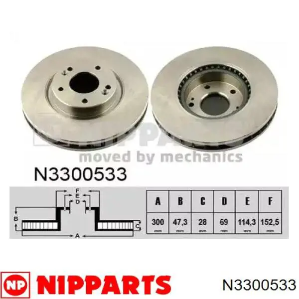 N3300533 Nipparts диск тормозной передний