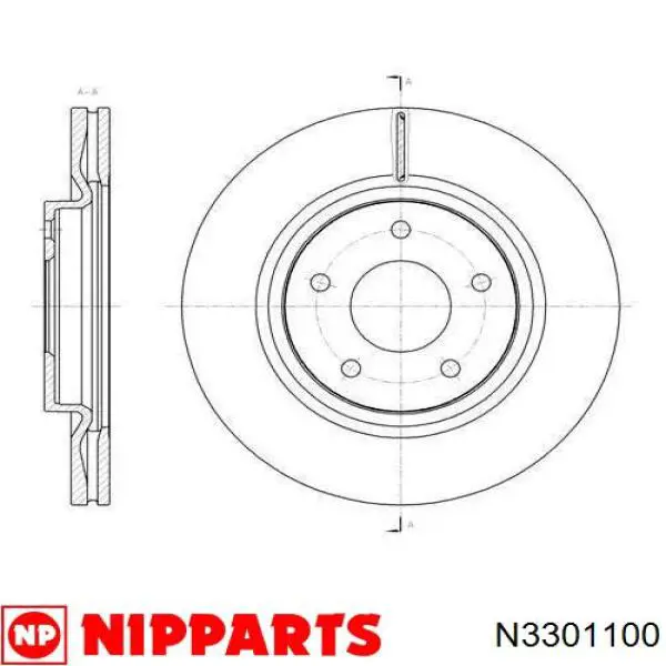 N3301100 Nipparts диск тормозной передний
